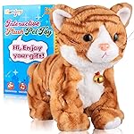 Pattern Yellow Plush Cat Stuffed Animal Interactive Cats Robot Barking Meow Kitten Touch Control, Electronic Pet Kitty Animated Toy Cats for Girl Baby