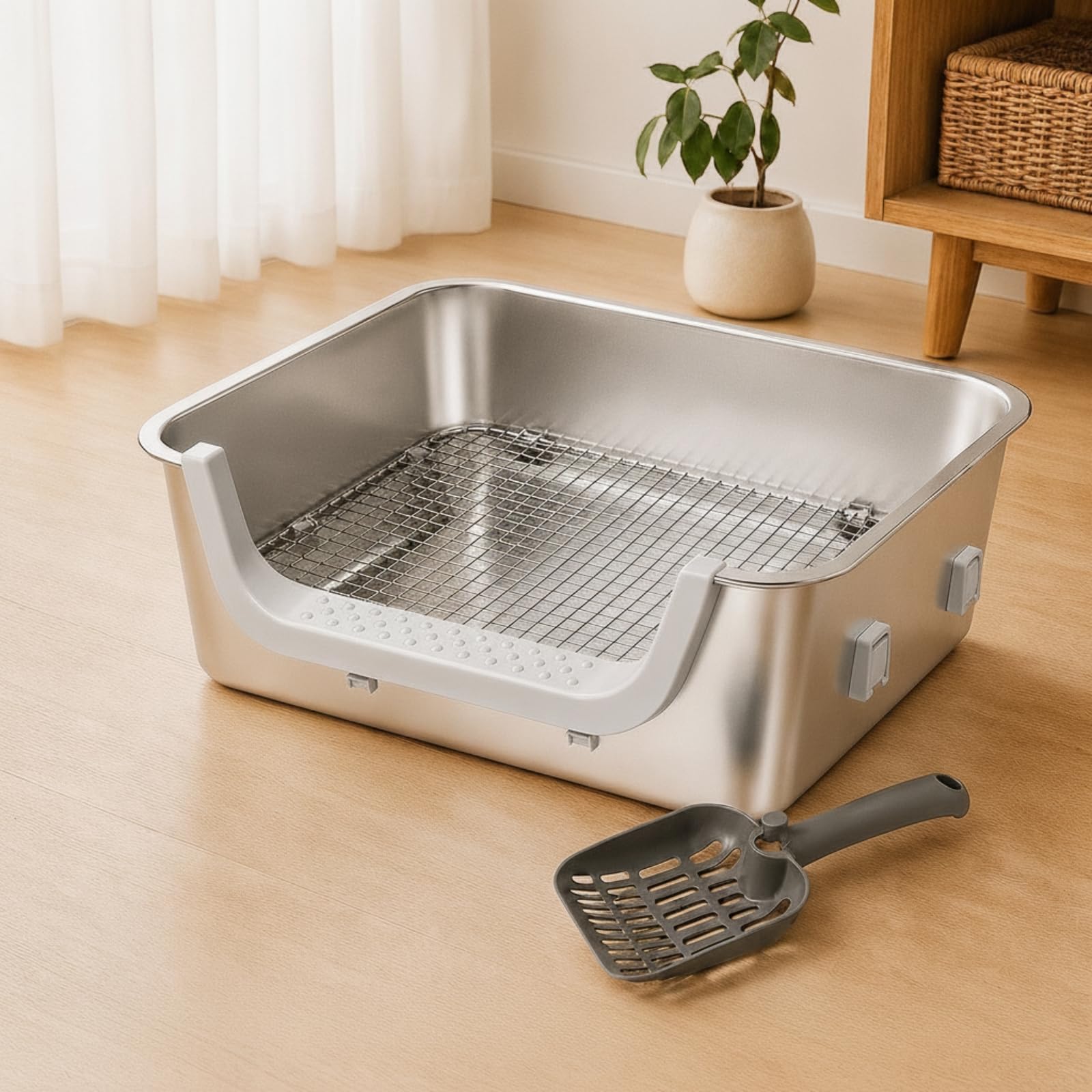 Kleintier-wc für Hasenkäfig mit Hoher Und ereinsatz aus Edel Inklusive Schaufel zur Effektiven Abfallentfernung für Kaninchen Meerschweinchen s Und Andere Kleintiere Im Gehege