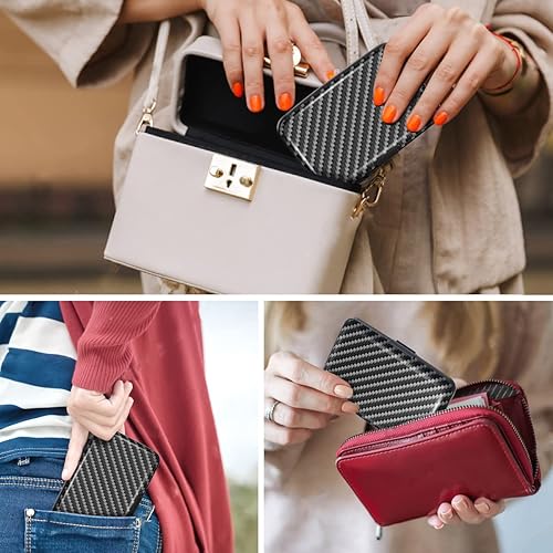 Miniatura 8 de Mini tarjetero para mujeres u hombres, bloqueo RFID, funda rígida para tarjetas de identificación, cartera de viaje