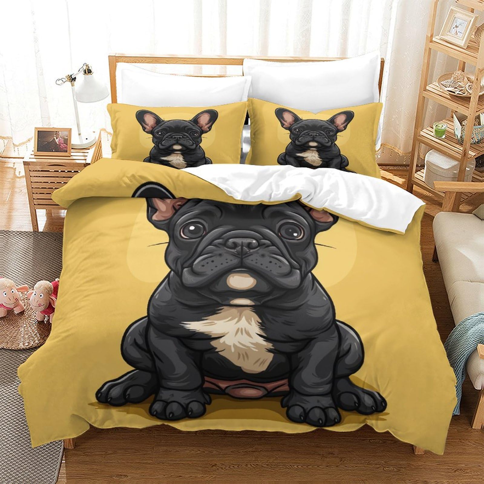 Housse de couette 3D Bouledogue Français pour sublimer votre chambre Super King