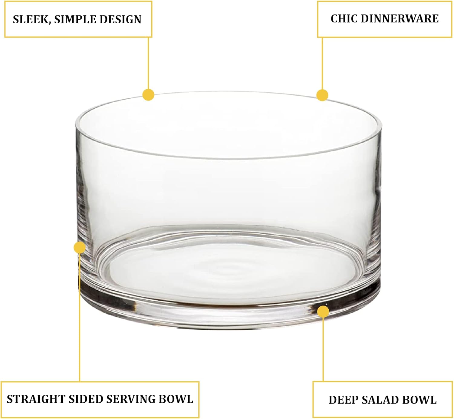 Artland 9.5" Round Glass Bowl, Clear | Fruit and Salad Bowl, Centerpiece Serving Bowl - Ingredient Mixing Bowl | Cylinder Shape - Glass Storage Container | Dishwasher Safe