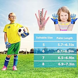 Jalunth Soccer Goalkeeper Goalie Gloves Kids Youth Goal Keeper Field Player Glove Boys Girls Ages 7-8 Years Old Anti-Slip Latex Palm Soft Pu Hand Back Orange Size 6