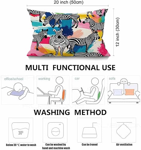 Miniatura 3 de Smooffly Funda de almohada decorativa de cebra para el hogar, funda de almohada decorativa de lino de algodón con diseño de cebra, funda de cojín