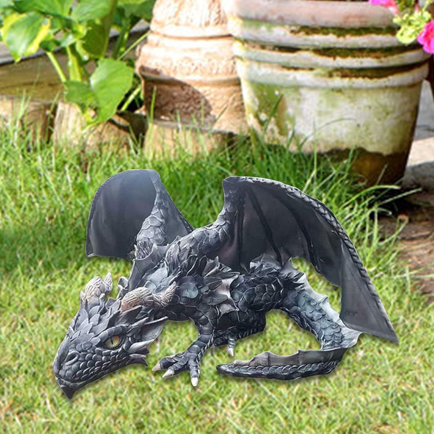 Figurine De Dragon - Solaire - Résine - 24cm - Décoration De Jardin