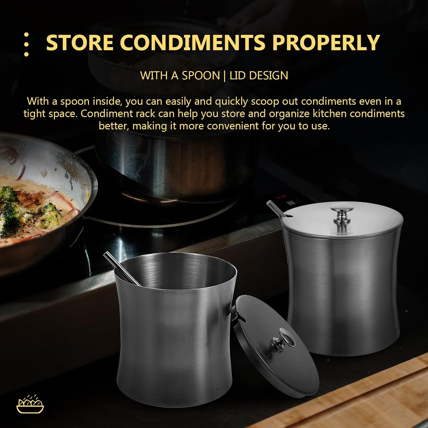Stainless Steel Condiment Pot for Kitchen Cooking Home Use