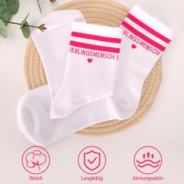 Zidoley Geschenk für Freundin, Lieblingsmensch Geschenk Socken, Damen Baumwollsocken Herz Socken Geburtstagsgeschenk für Frauen - 5
