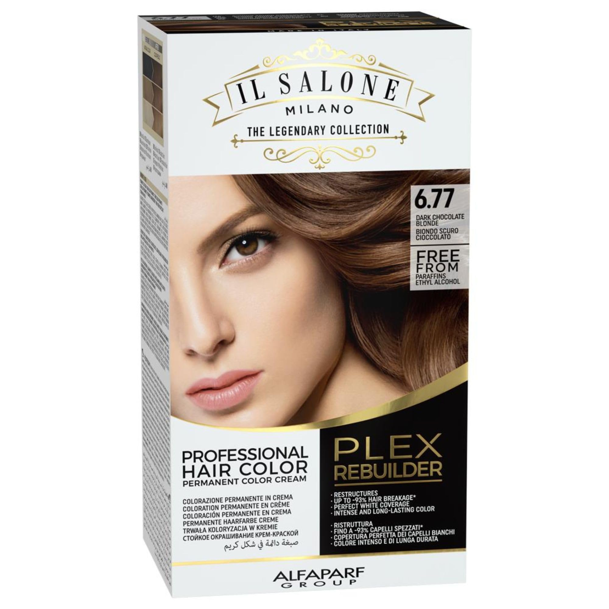 Il Salone Milano Plex Rebuilder Permanent Hair Color - 6.77 Dark Chocolate Blonde Hair Dye - Professional Salon - Premium Quality - Protects and Restructures - Paraffin, Paraben, Ethyl Alcohol Free