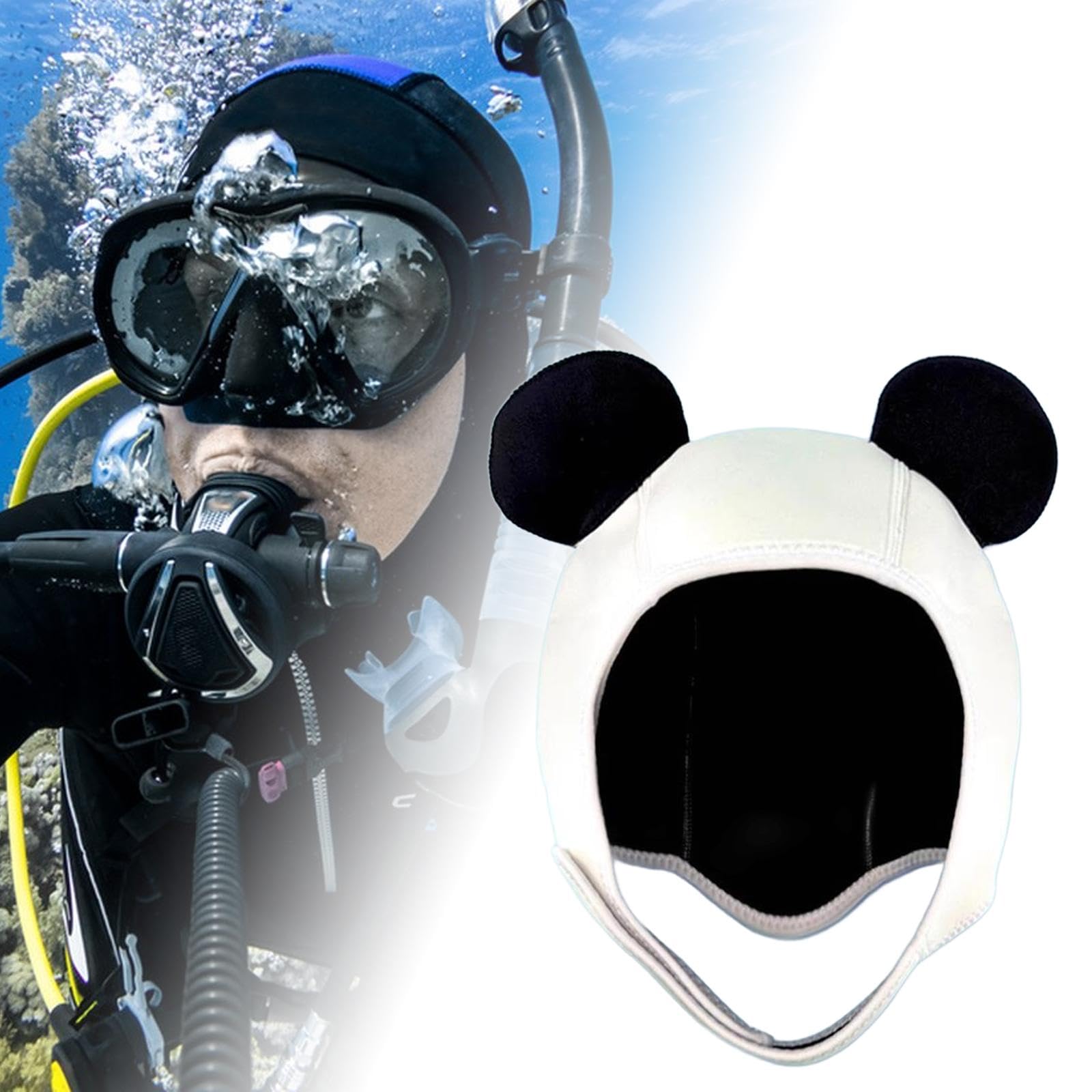Comodo Cappuccio da Nuoto in Neoprene a Forma di Panda per Avventure Acquatiche.