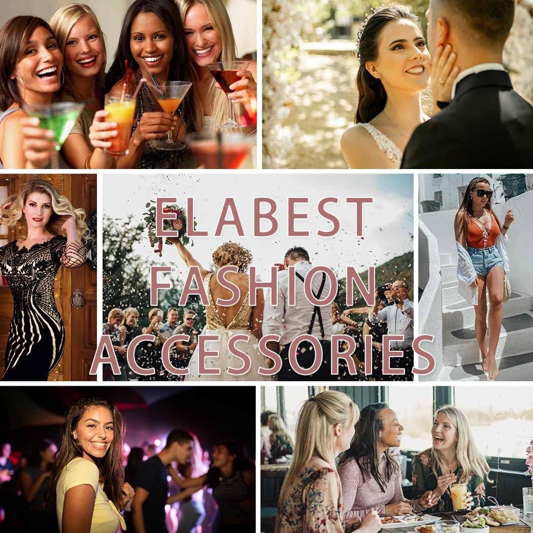 ELABEST Sparkly Rhinestone Necklace Silver Multi-Row Choker Crystal Choker Tennis Necklace Dainty Wedding Bridal Bridesmaid Jewelry for Women - Image 7