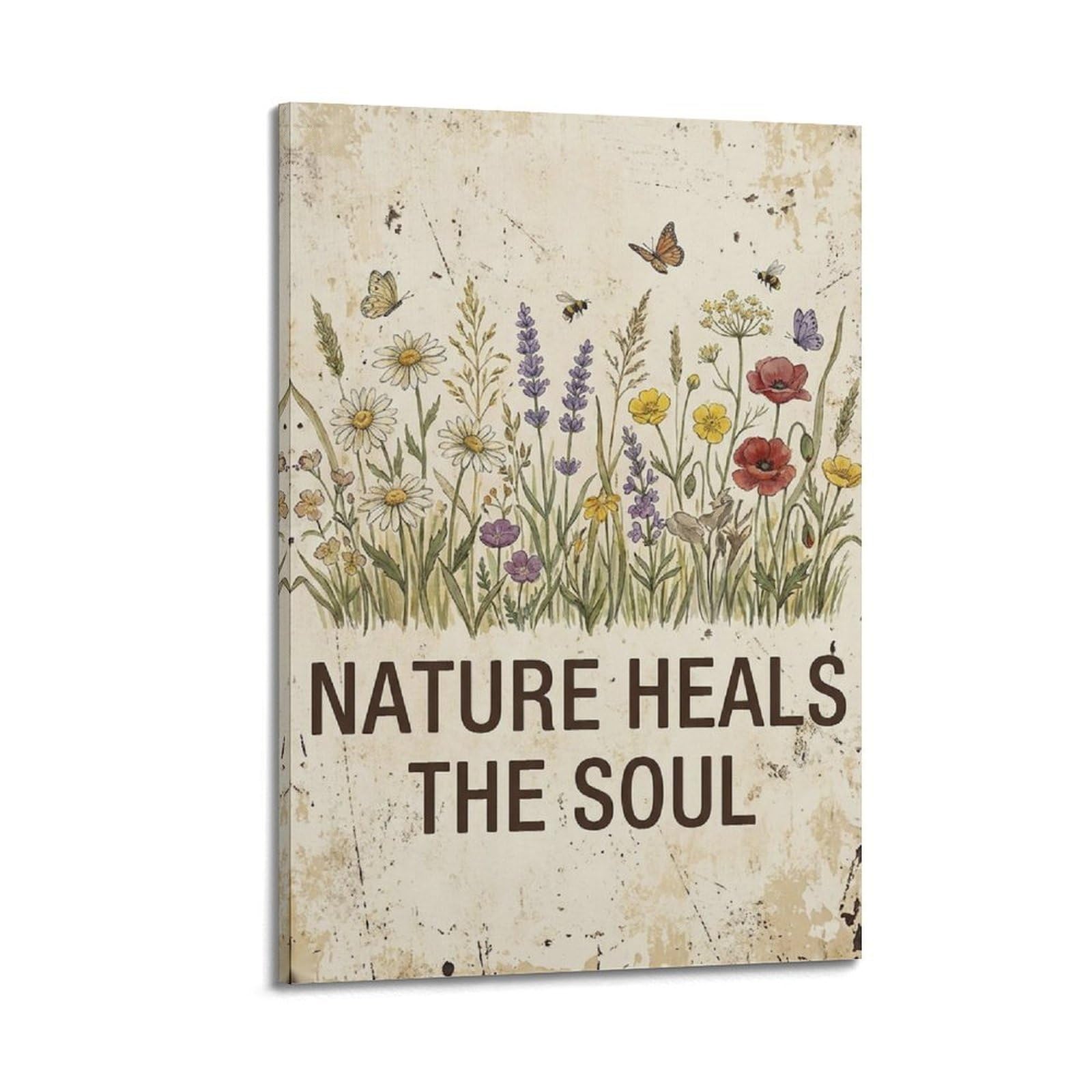 OKAHYS Wildflower Botanical Poster Meadow Coastal Vintage Modern Decorative Canvas Prints - Ideal Wall Art for Family, Man Cave, Game Room, Boys & Girls Bedroom 16x24inch