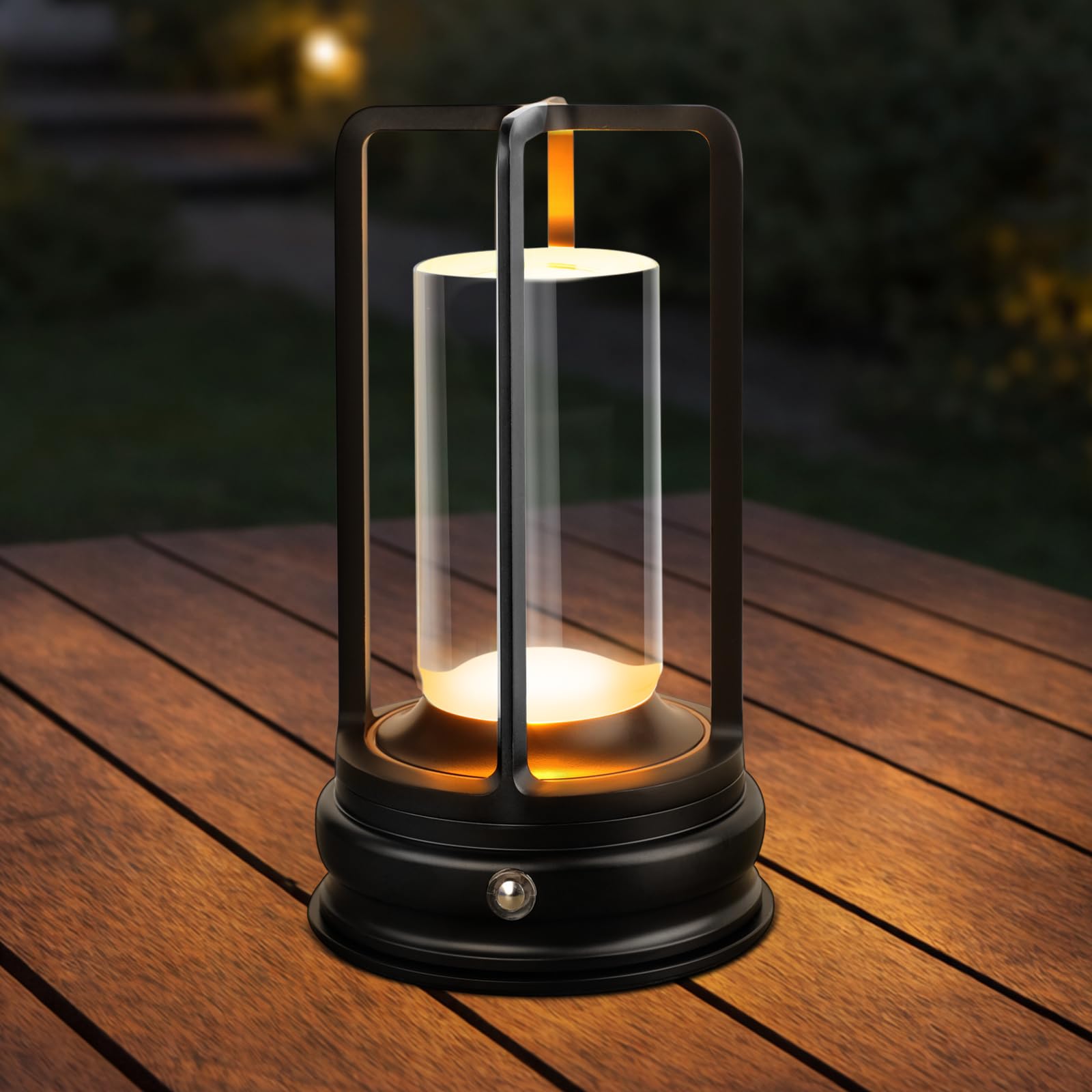 Photo 1 of MeRGBWLife Cordless Table Lamp - 1 Pack Rechargeable 2000mAh Battery Operated LED Lamp with 3-Color Stepless Dimming, Touch Control, for Dining Room, Bedroom, Bar, Restaurant, Patio & Camping, Black