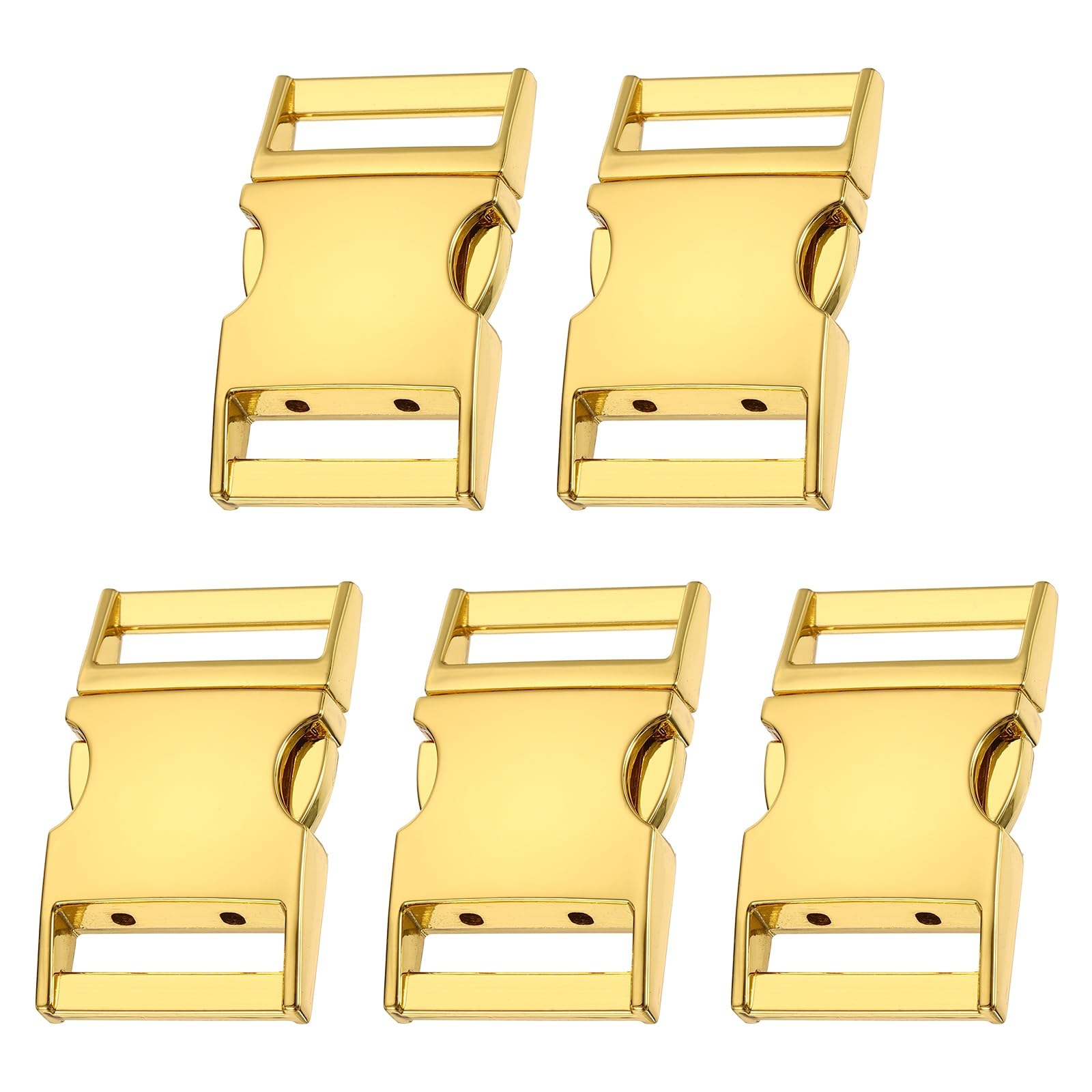 sourcing map 5pcs Metal Quick Side Release Buckles 1"(25.3mm) Zinc Adjustable Quick Release Buckle Replacement Snaps Clips Clasps for Backpack Straps Fanny Pack Dog Collars, Gold