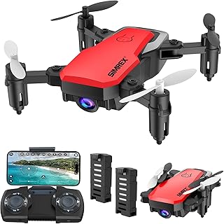 SIMREX X300C Mini Drone with Camera 720P HD FPV, RC Quadcopter Foldable Drone With Altitude Hold, 3D Flip, Headless Mode, Gravity Control and 2 Batteries, Gifts for Kids, Adults, Beginner (Red)