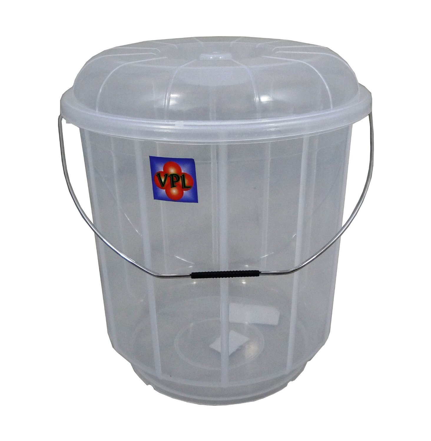 High Quality Medium 25 Litre Clear Plastic Bucket Bin with Lid