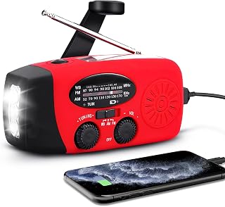 Solar Emergency Radio, AOZBZ Hand Crank Self Powered AM FM NOAA Radio, Multifunctional Dynamo Weather Radio with 3-LED Flashlight and Power Bank
