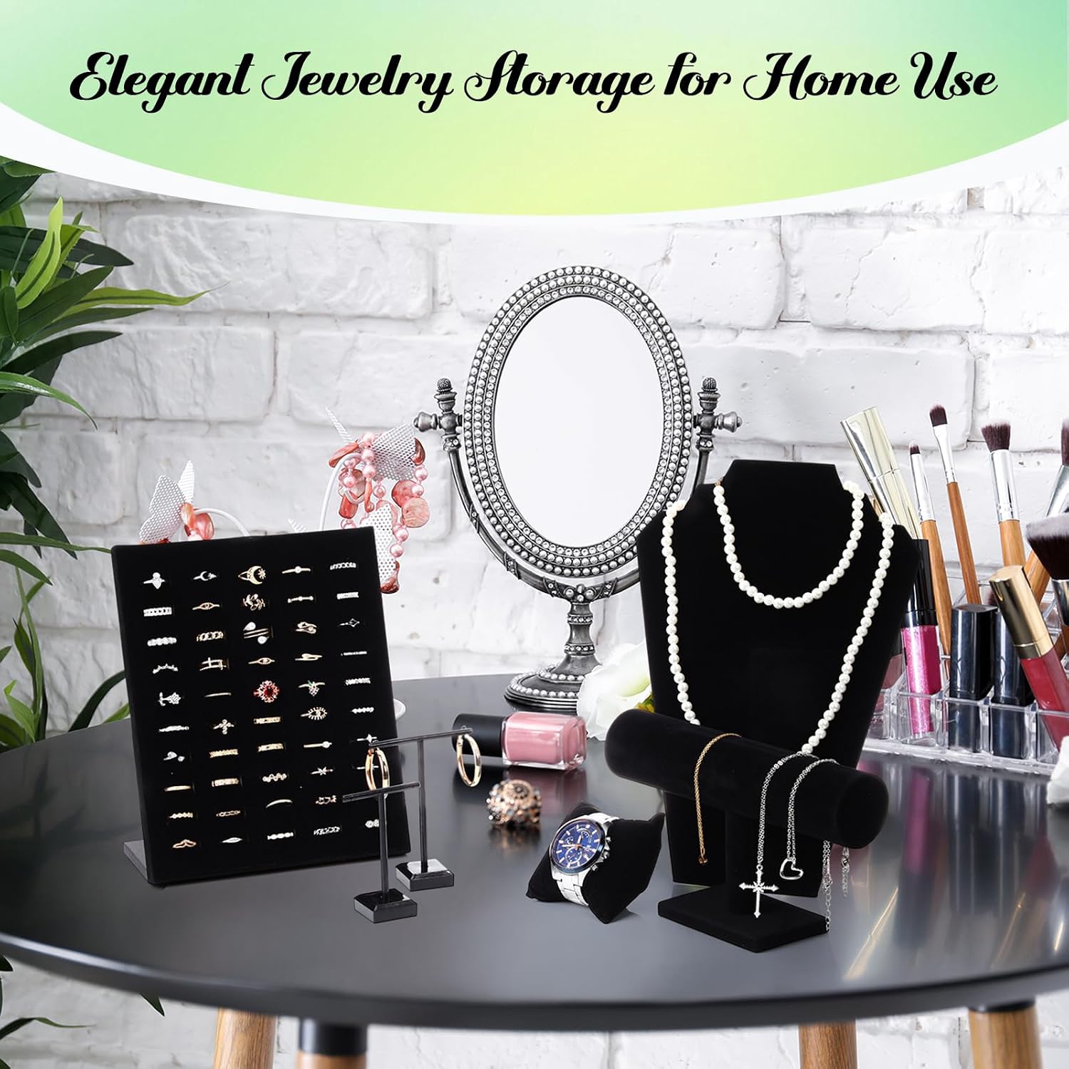 Quelay 33 Pcs Velvet Jewelry Display Set for Selling and Show Necklace Jewelry Display Stand Holder for Bracelet Ring Bust, Wrist Watch, Earring T-stand Vendors Craft Showcase Organizer