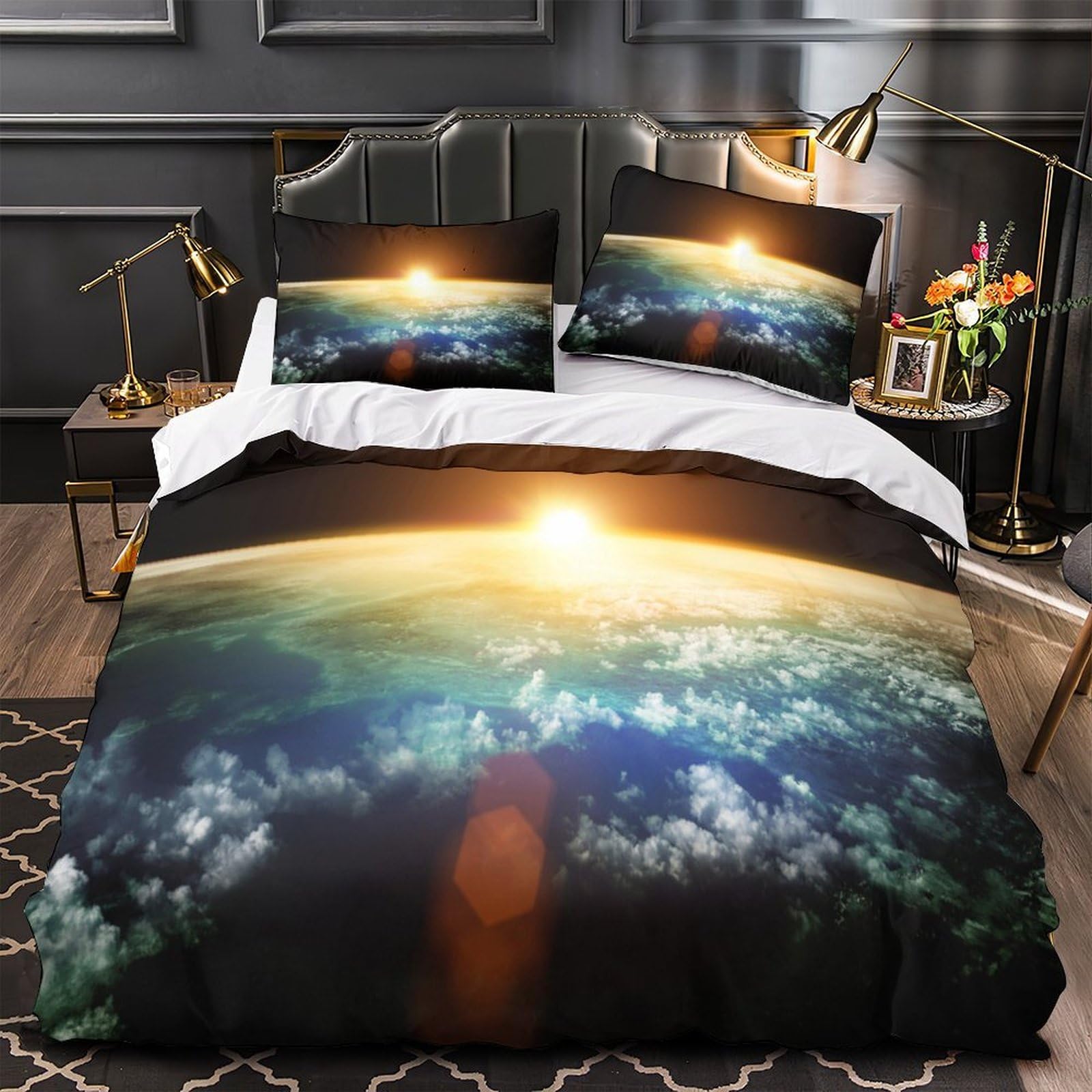 Housse de couette 135x200cm Terre vue de l'espace en microfibre haute douceur