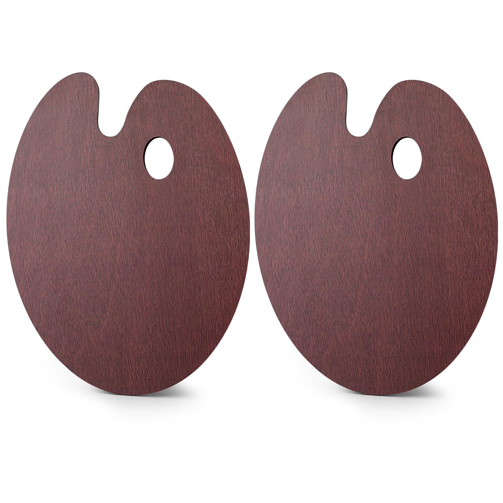 Marspark 2 Pcs Oval Walnut Wooden Paint Palette 16 x 12 Inch Smooth Paint Tray Palettes for Acrylic Double-Sided Glazed Painting Tray for Watercolor Oil Painting DIY Artistic Craft