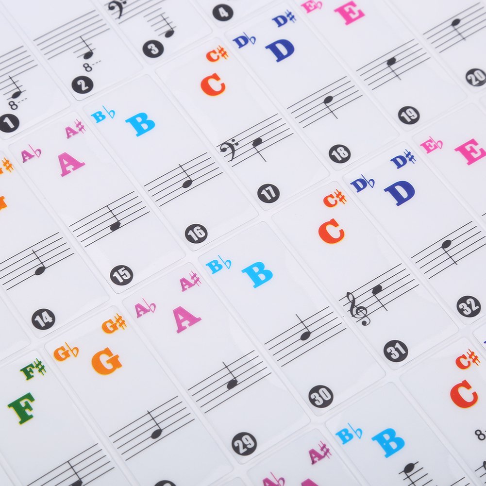 Adesivi Per Tastiera Pianoforte 61/88 Tasti - Note Colorate Per Principianti E Bambini, Rimovibili - Foto 9