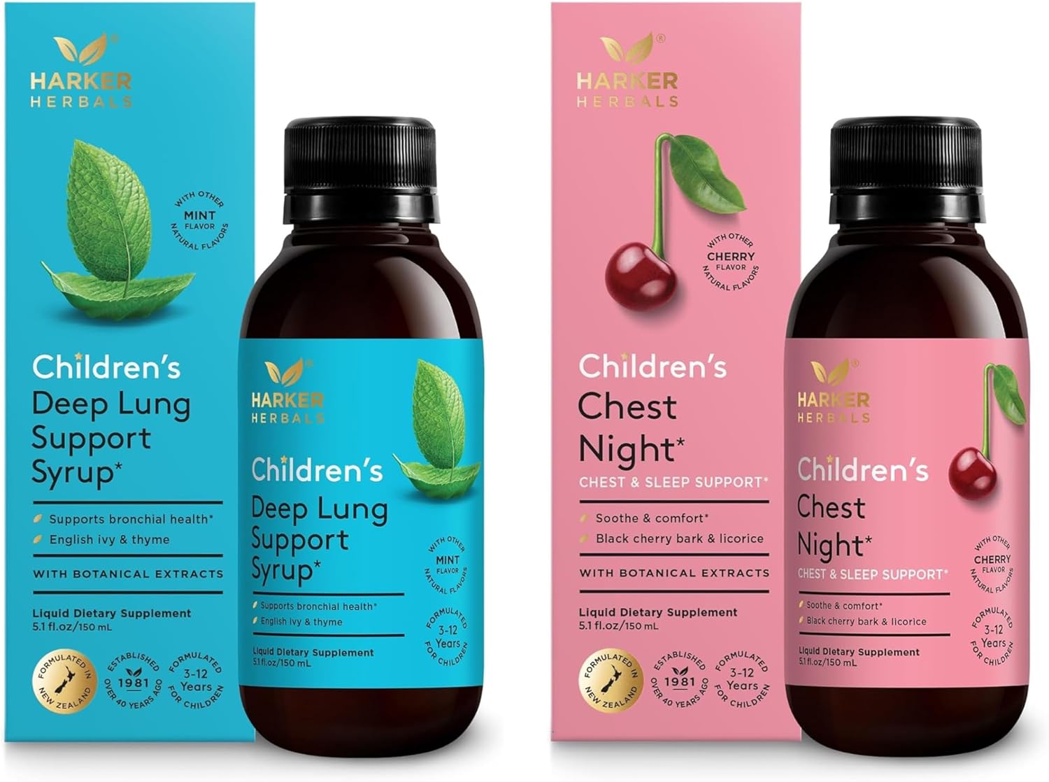 Children’s Deep Lung Support & Chest Night Liquid Supplement, for Breathing, Respiratory Wellness, and Throat Calming