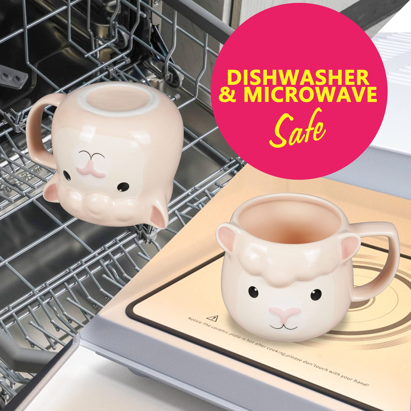 Taza de café de 14 onzas, taza de café de porcelana 3D para mujeres, Navidad, inauguración de la casa, regalos de cumpleaños para mujeres, mamá, niños, profesora y mejor amiga, rosa