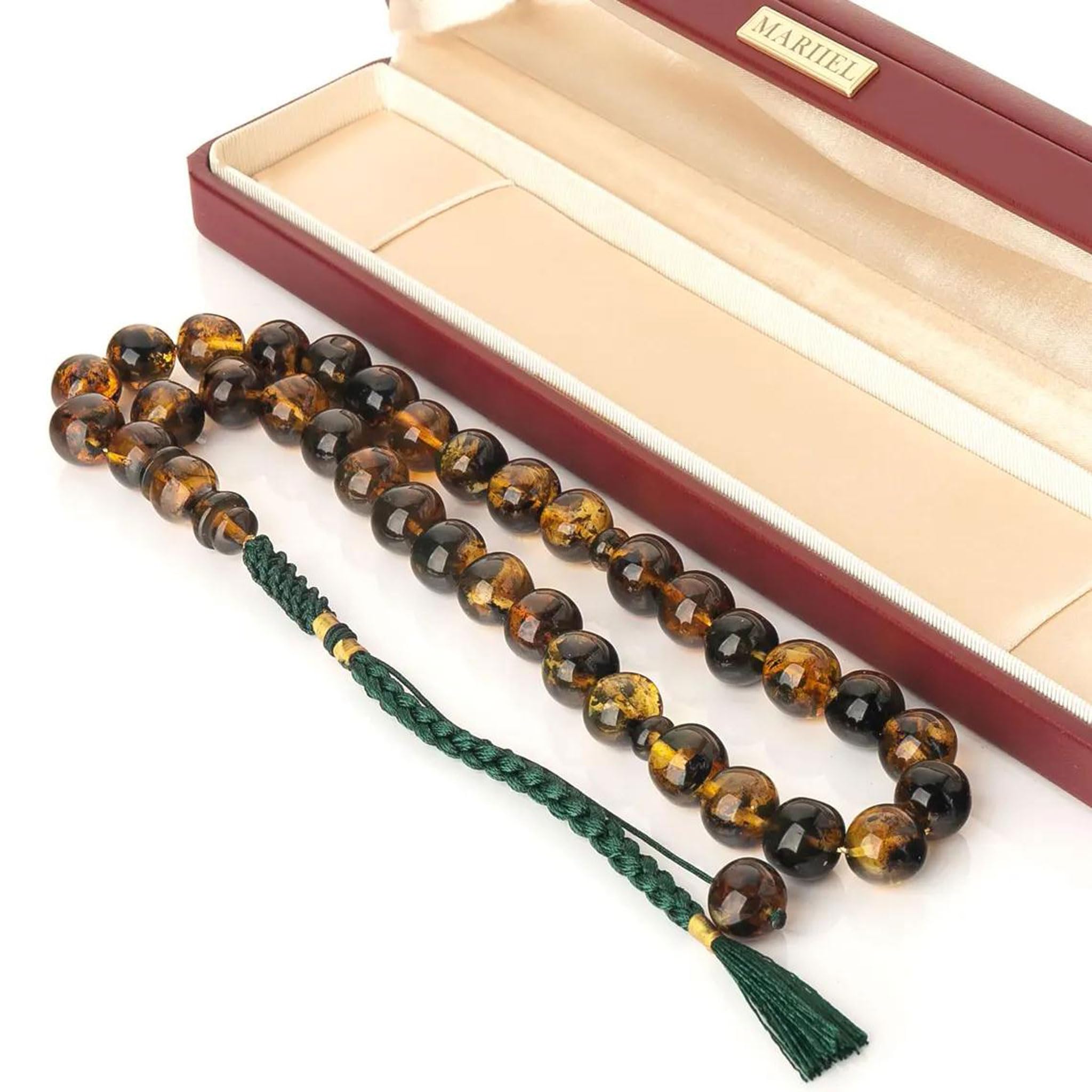 Tasbih z Bursztynu Bałtyckiego 33 Koraliki – Ręcznie Wykonana Misbaha, Muzułmański Różaniec Modlitewny, Naturalny Bursztyn, Luksusowy prezent