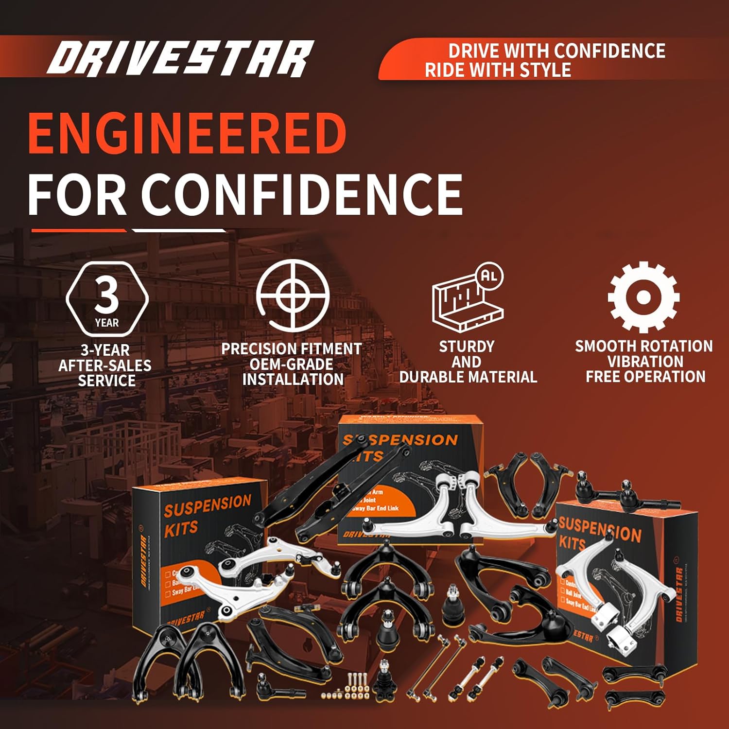 DRIVESTAR Front Lower Control Arm with Ball Joint & Bushing Compatible for Nissan Pathfinder 2013-2019, Infiniti QX60 2014-2019, JX35 2013, Sway Bar End Links, K623063 K623064 K750282 K750283, 4PCS