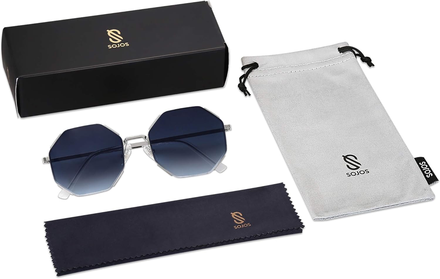 SOJOS Sunglasses for Women Men Classic Retro Polygon Shades UV400 - Image 6