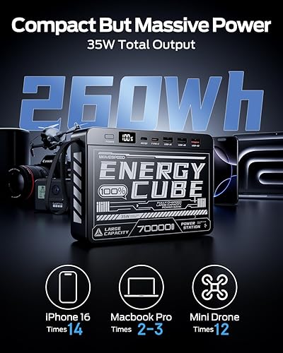 Miniatura 2 de MOVE SPEED Banco de energía de 70000 mAh, cargador portátil de carga rápida PD 3.0 de 35 W, 4 salidas, 2 entradas, paquete de batería USB C de alta