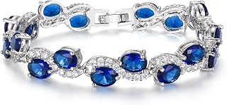 EVER FAITH Gorgeous Marquise Cubic Zirconia Elegant Birthstone Wave Wedding Party Jewelry Bridal Prom Tennis Bracelet for Women Bride
