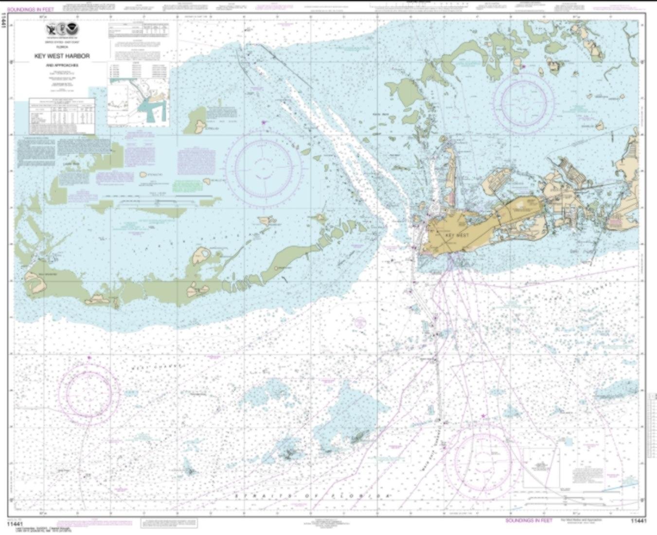 NOAA Chart 11441-Key West Harbor and Approaches - Water-Resistant - by East View Geospatial
