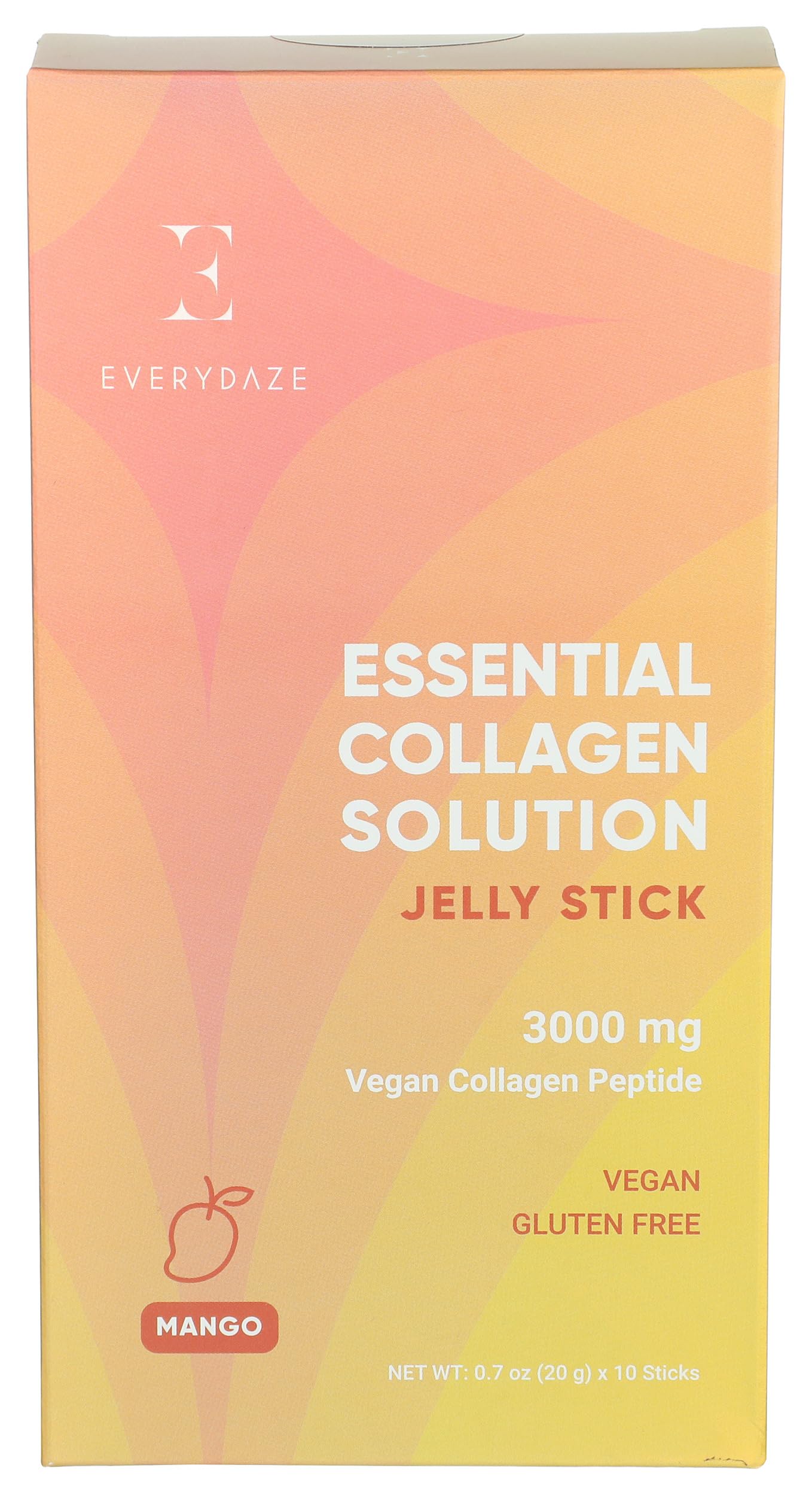 Everydaze Essential Collagen Solution Jelly Stick, Mango Flavored, 10 Sticks, Ready to Drink, Gluten Free, 7 Fluid Ounces (Pack of 1)