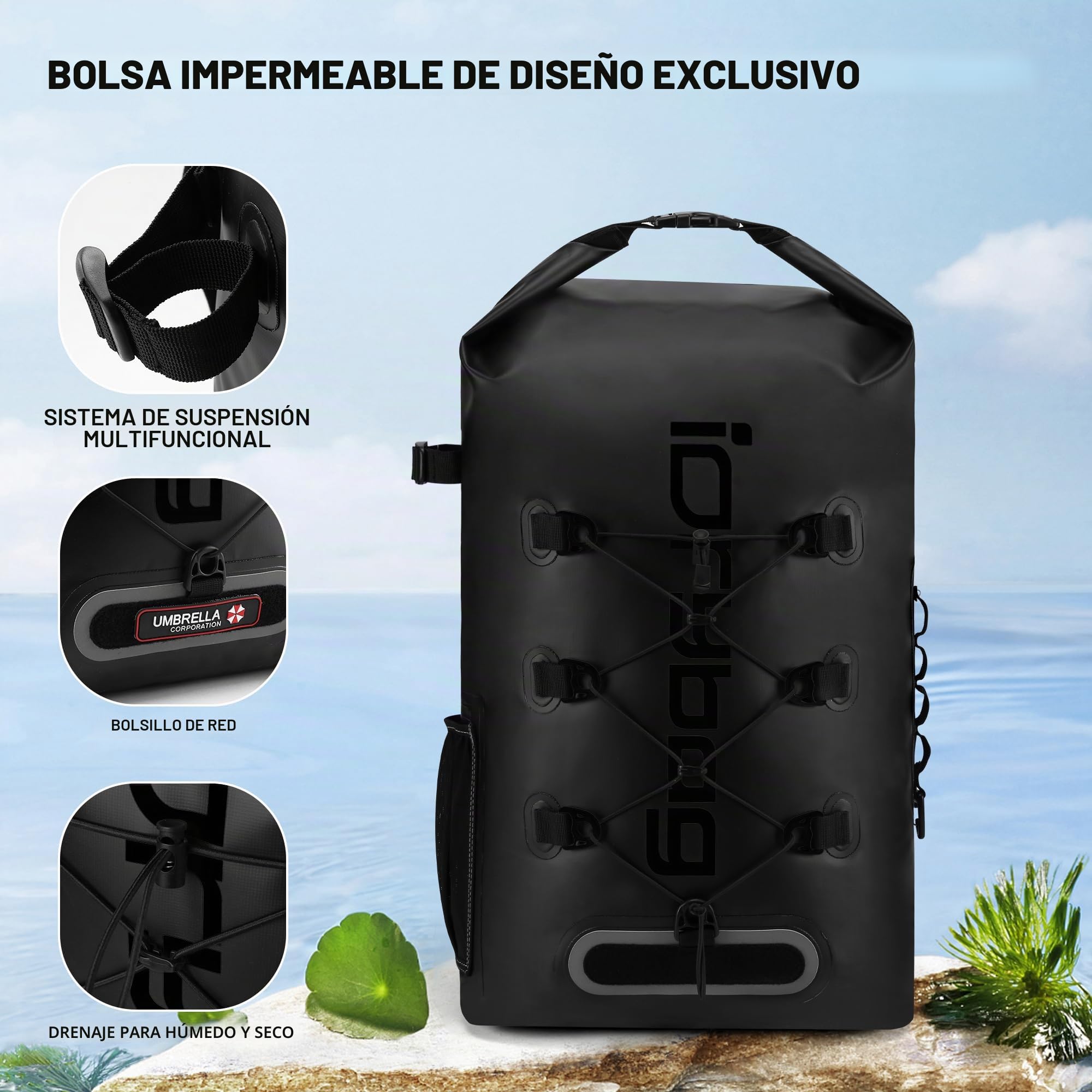 IDRYBAG Mochila Impermeable para Hombres y Mujeres, Bolsas Secas Impermeables para Kayak