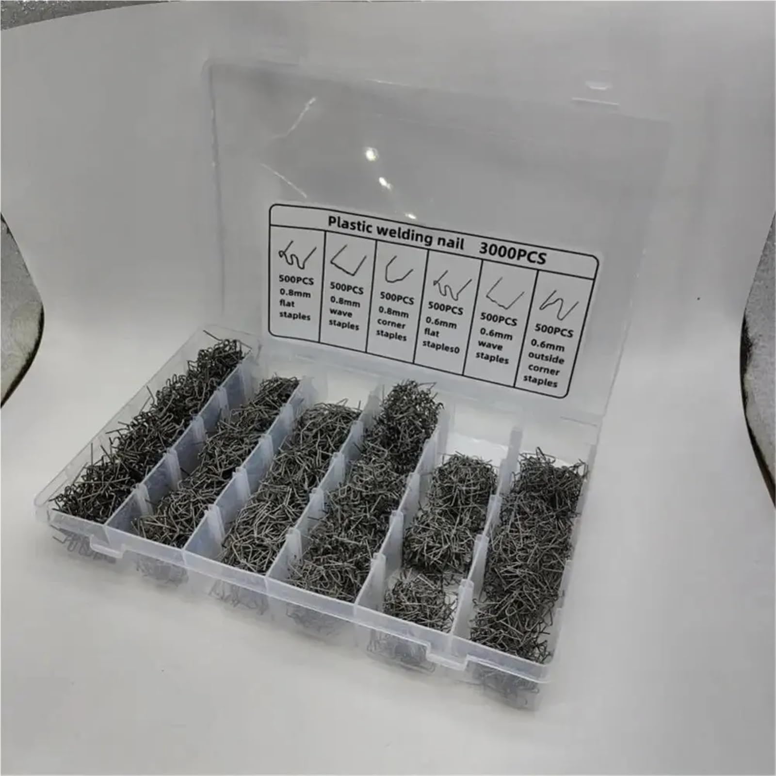 Zestaw lutowania 3000 szt. zszywaczy na gorąco do spawania tworzyw sztucznych, naprawy tworzyw sztucznych w samochodach, drutu spawalniczego(3000PCs)