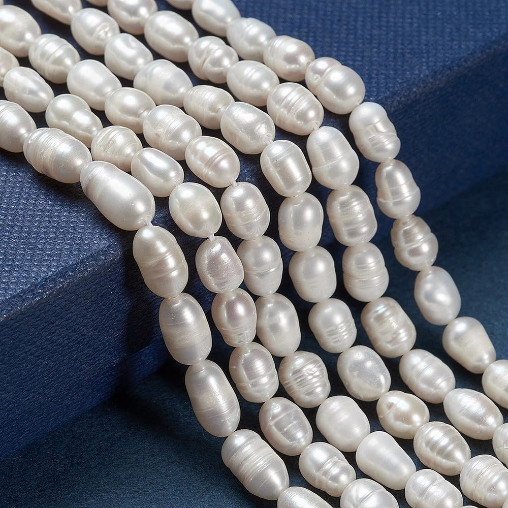 Boutigem 120Pcs Natural Freshwater Pearl Beads Seashell Color Rice Shaped Pearl Beads for Jewelry Making DIY Crafts - Image 3