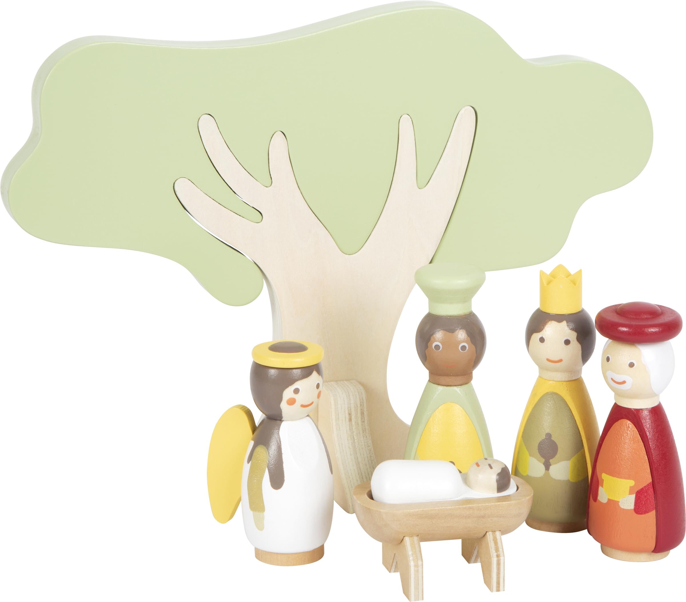 small foot Weihnachtskrippe aus Holz, 18-teiliges Spielset für Kinder, kindgerechte Weihnachtsdekoration mit Figuren und Tieren, 12356