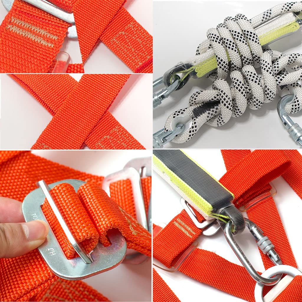 SwaYve Cinturón de Seguridad para Trabajos Aéreos, Arnés de Seguridad de Cuerpo Completo, Kit de Arnés de Seguridad para Escalada, Arnés de Detención de Caídas, para Escalada en Árboles, Montañismo, R