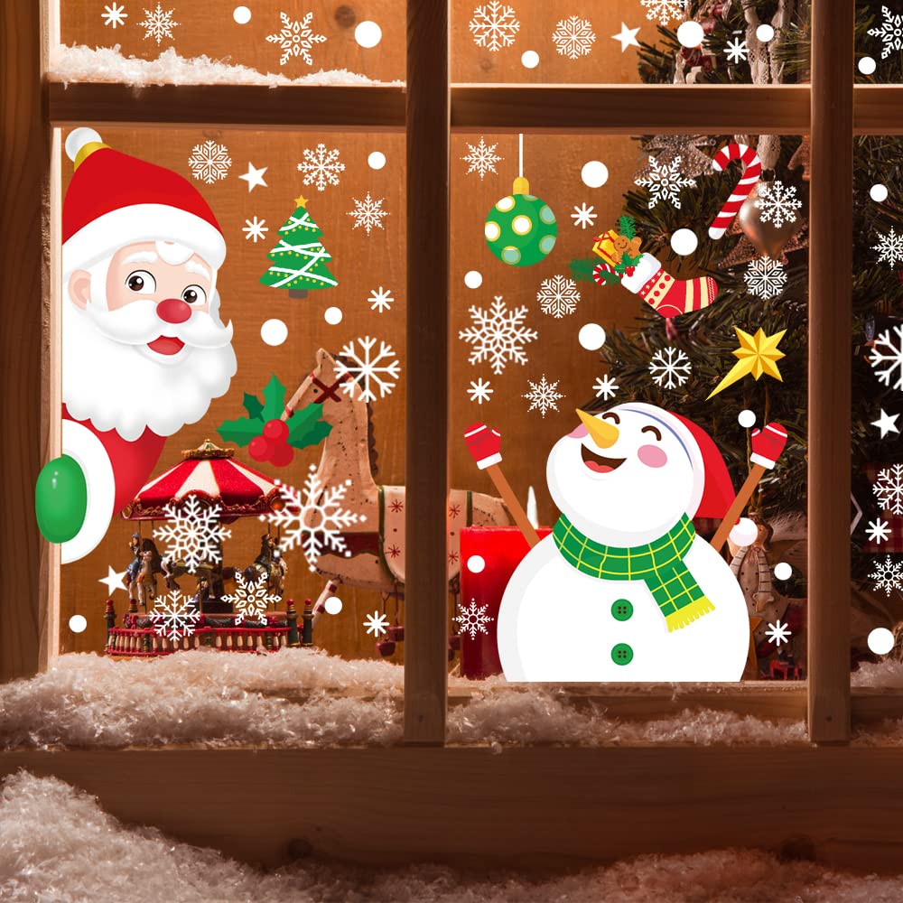 246 Stück Weihnachts-Fensterbilder Selbstklebend – Wiederverwendbare Aufkleber Mit Schneeflocken, Santa & Rentieren