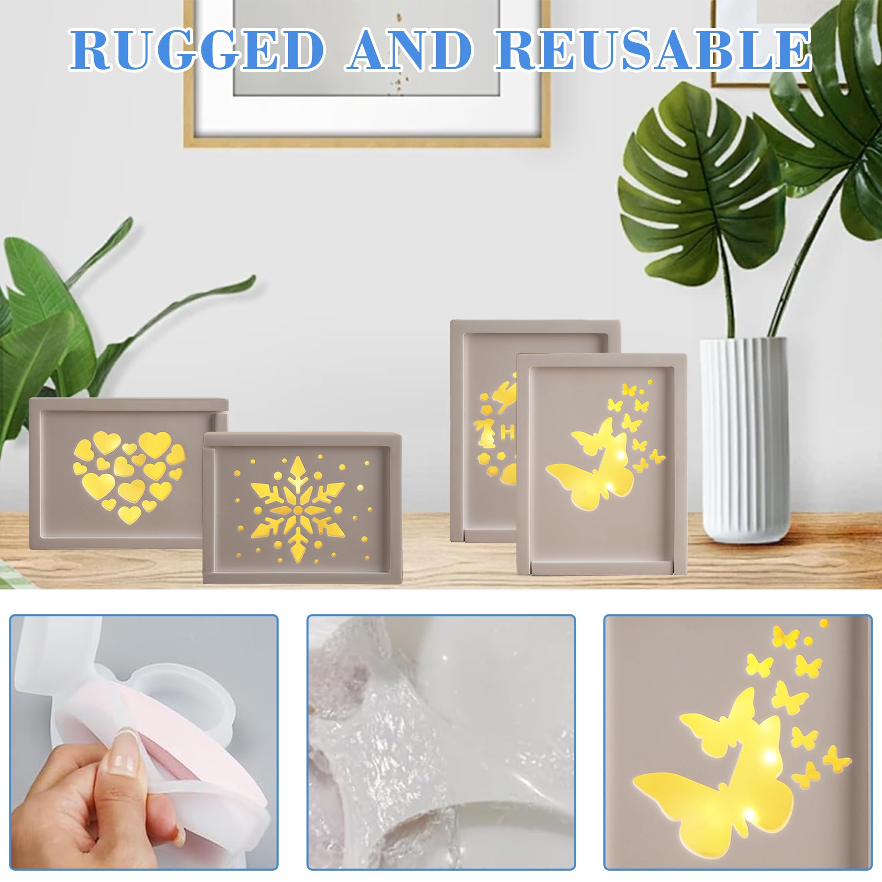 10 Stück Silikonformen Geschenkbox Weihnachten | Mit 20 LED Ballonlichtern | Für Gips, Schokolade, Seife