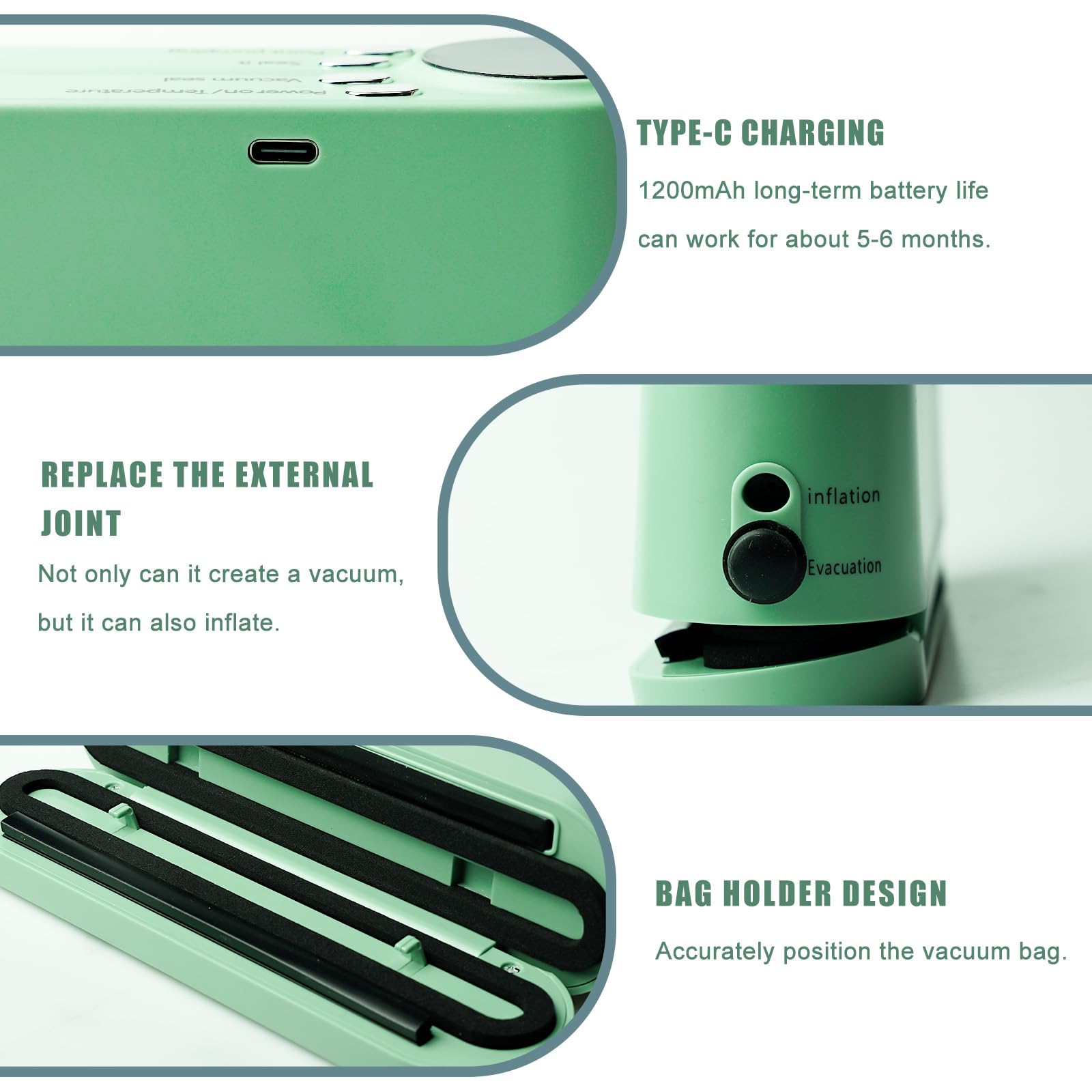 XOMOXIMI Mason Jar Machine à Emballer Sous Vide électrique Sans Fil