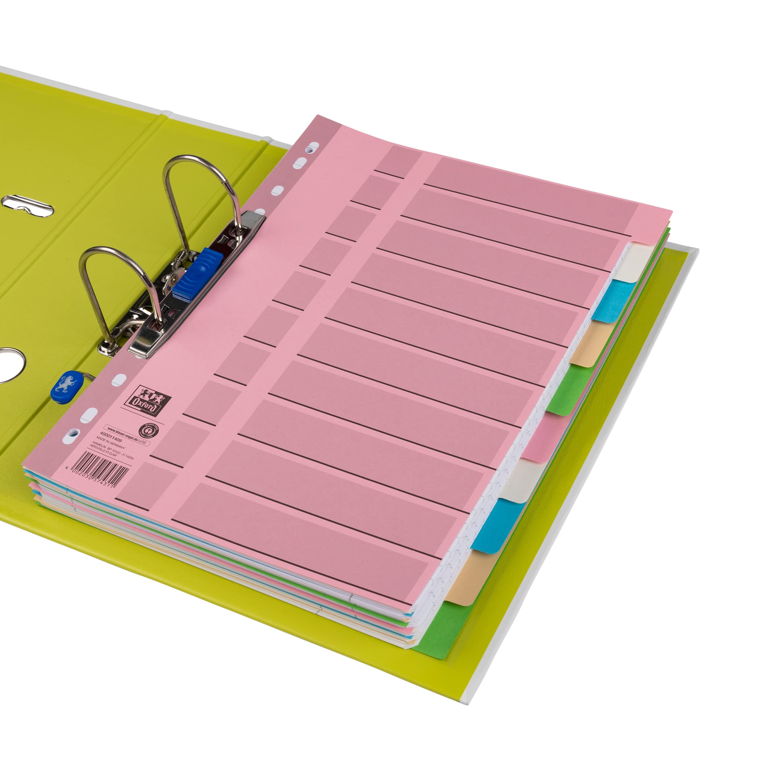 Oxford Tauenpapier-Register A4, blanko, 10 Taben, Karton, 3 Farben, 25 Stück