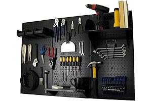 Wall Control 4 ft. Metal Pegboard Standard Tool Storage Kit with Black...