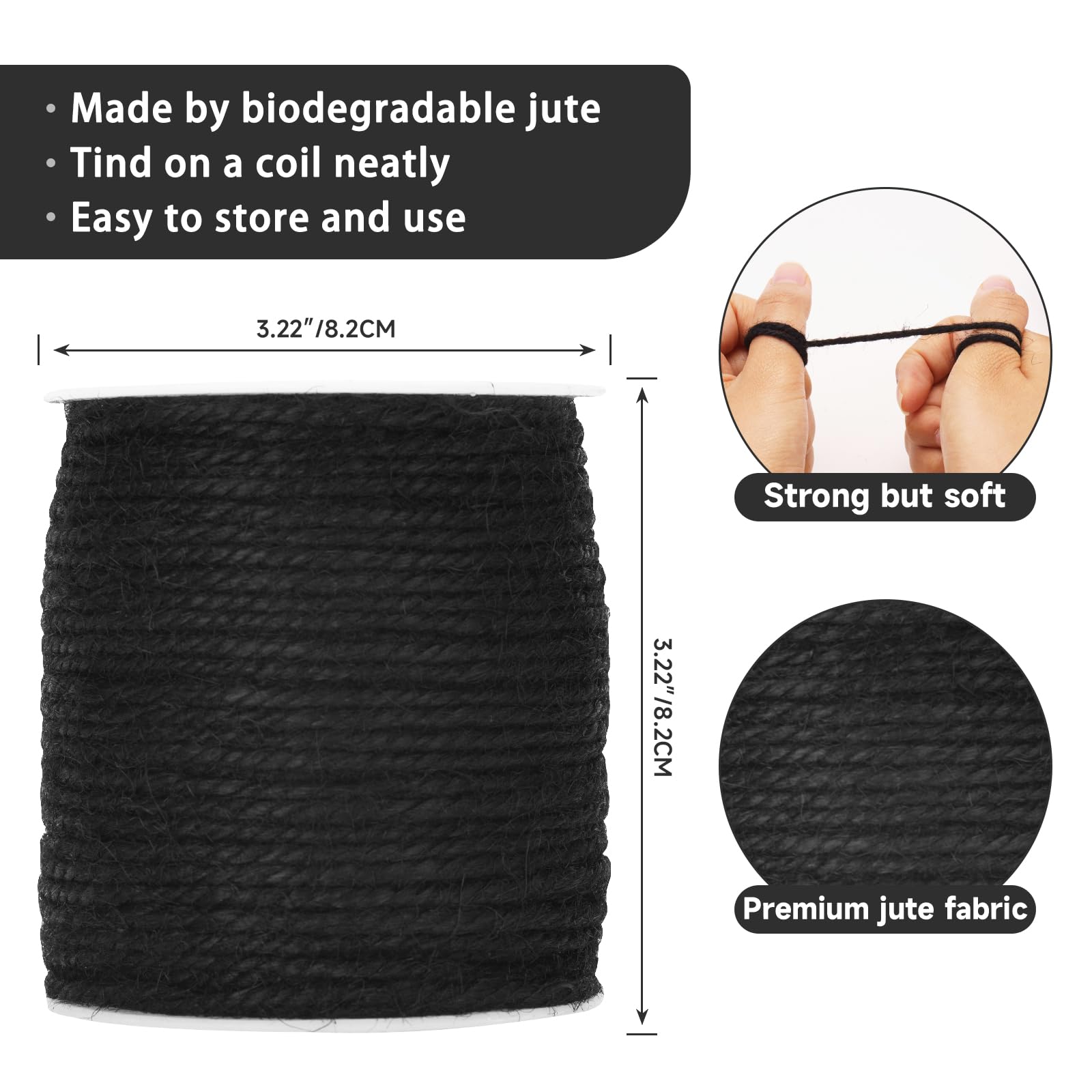 G2PLUS 3mm Jute Twine 100m Black Garden Twine 3 Ply Black String for Crafts Arts and Crafts, Linen Twine for DIY Gardening - Image 3