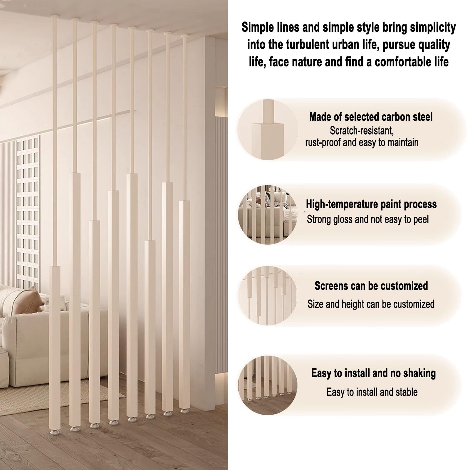 Paquete de 8 separadores de habitación ajustables de suelo a techo, paredes de metal, 70220 cm de altura, versátiles para el hogar, oficina y espacios de eventos
