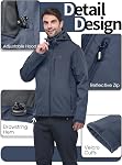 33,000ft Men's Softshell Jacket with Hood Fleece Lined Windbreaker Lightweight Waterproof Jackets for Hiking