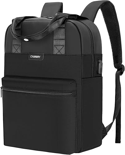 CYUREAY Mochila convertible para laptop de 15.6 pulgadas para laptop y tablet, B-Negro, Mochila de viaje para mujer, bolsa para laptop