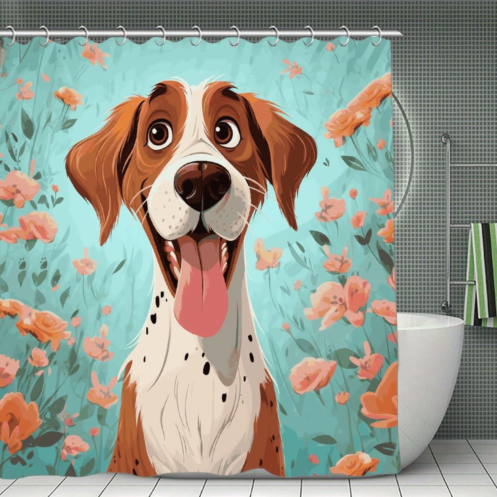 MUSM Funny Dog Shower Curtain with Hooks Durable Thick Waterproof Bathroom Shower Curtains Fashion Funny Magic Decor Bath Curtains for Bathtub Shower Partition 71"x71"