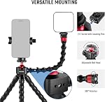 NEEWER T91 Flexible Tripod for iPhone, Mini Cellphone Tripod Stand for Vlog, 2 Magic Arms/Shutter/Phone Clamp/Action Camera Mount Compatible with GoPro Hero 12 Compatible with iPhone 15 14 Pro Max