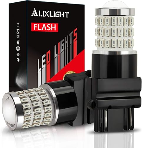 AUXLIGHT 3157 3156 3056 3057 T25 4157 3157K Bombillas LED estroboscópicas de color rojo brillante, ultra brillantes 57-SMD LED de repuesto para luz