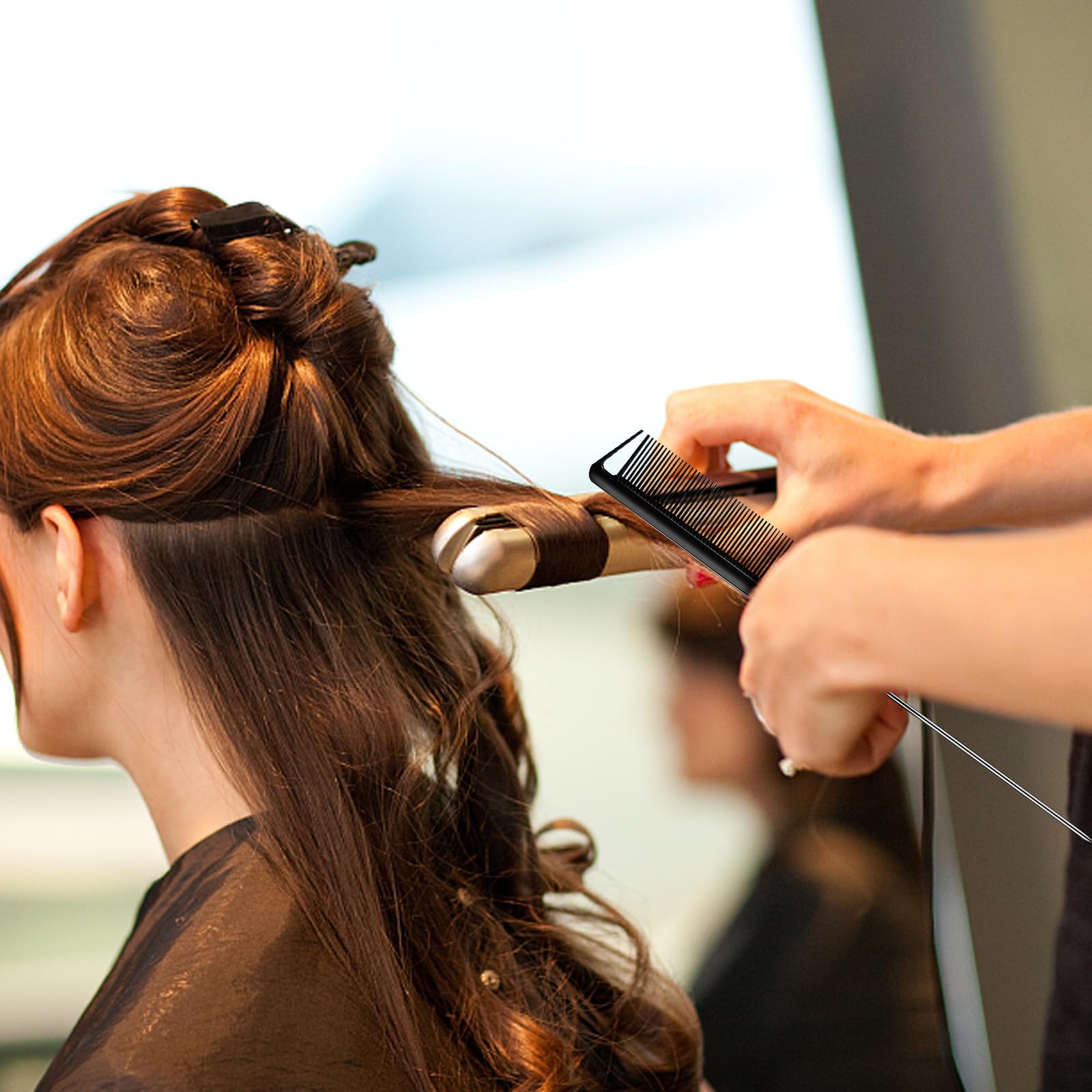 36 peines de cola de rata para mujer, peine de dientes finos para trenzar el cabello, peine con púa de metal, resistente al calor, para prensar, recoger y teñir el tipo de cabello, peluquería en casa.